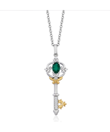 Enchanted Disney 1/20 CTTW Diamond and Created Emerald Tinker Bell Key P... - $3,364.82 MXN