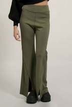 Solid Raw Edge Expose Seam Flare Pants - £57.28 GBP