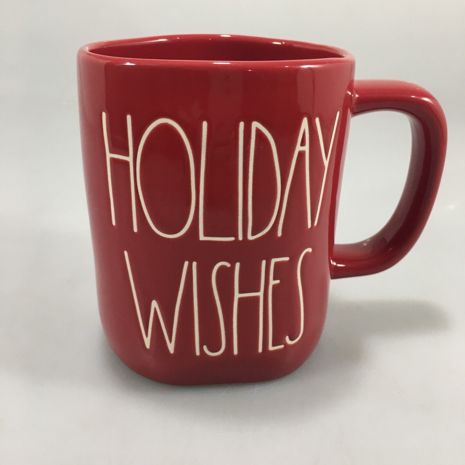 Primary image for Rae Dunn Holiday Wishes Red White Coffee Mug 16 oz Artisan Collection Magenta