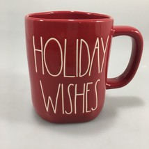 Rae Dunn Holiday Wishes Red White Coffee Mug 16 oz Artisan Collection Magenta - £16.10 GBP