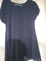 I Joah Premium V Neck Blouse Blue Window Pane Plaid Short Sleeve Top Small  - €6,95 EUR