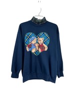 Vintage Basic Editions Turtleneck Sweatshirt Womens M Teddy Bear Plaid USA - $367.79 MXN