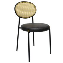 LeisureMod Euston Modern Wicker Dining Chair Velvet/Leather Seat Kitchen... - $104.61