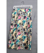 Vintage 90s Pleated Maxi Skirt Sz PS Tropical Floral Sag Harbor Olive Gr... - $31.45 CAD