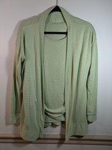 Cuddl Duds SoftKnit Cardigan Sweater Set XS LS Open Front Green - $14.85
