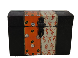 7.5&quot; Vintage Jewelry Box Treasure Chest Hand-Painted Storage Wooden Retro Box - £36.09 GBP