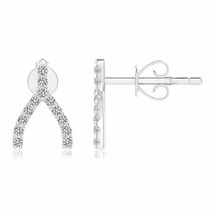 ANGARA 0.7MM Natural Diamond Wishbone Stud Earrings in 14K White Gold for Women - £126.63 GBP