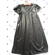 VTG Vanity Fair Nylon Black Flutter Sleeve Nightgown Lounge Dress Robe - $29.69