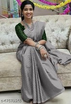 Grey Saree Bollywood Sari Indian Silk Saree Designer Party Wear Wedding Sari - $38.28