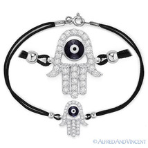 Hamsa Hand of Fatima Jewish Kabbalah Evil Eye Charm 925 Sterling Silver Bracelet - £22.51 GBP