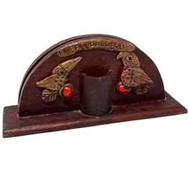 Handcrafted Peruvian Wooden Letter Holder With Bird Carvings &amp; Red Accents - £14.11 GBP