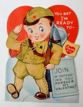 1940s Vintage Wwii Soldier Boy Valentine Card Mechanical Moving Arm Salute - £53.63 GBP