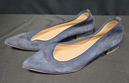 Ballerette Blue Suede Flats Made In Italy Sz 37 / 6.5 Pointed Toe  - $48.95