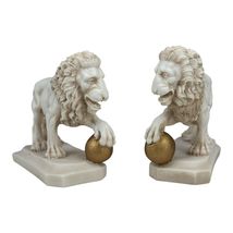 Medici Lions Cast Marble Sculpture Statue Copy Home Decor Grey Patina - $58.44