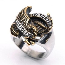 Live To Ride Bronze Silver Biker Stainless Steel Ring Size 8 9 10 11 12 13 - £103.90 GBP