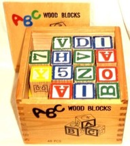 46 Picture Wood Blocks in Wooden Box Made in China - £15.56 GBP