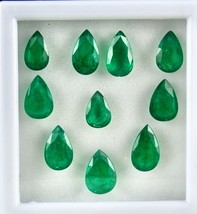 Natural Zambia Emerald Pear Cut 10 Pcs 27.31 Cts Loose Gemstone Ring Earring Set - $7,068.00