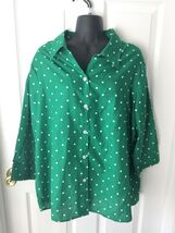 Vintage National Womens Green Polka Dot 3/4 Sleeve Blouse Shirt Size 1X - $34.99