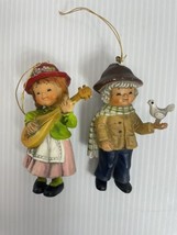 Vintage Bradford Novelty Girl &amp; Boy Ornaments Hong Kong 3” Christmas - £5.17 GBP