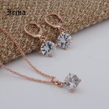 Style 585 rose gold color women jewelry sets round aaa cubic zirconia necklace earrings thumb200