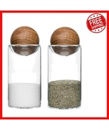 Elegant Nature Collection Glass Salt &amp; Pepper Shakers with Oak Stopper, ... - $72.26