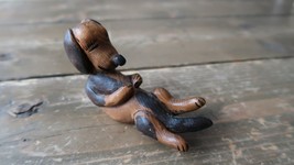 Antique Folk Art Outsider Art Laughing Dog Wood Carving 3.5&quot; - £75.56 GBP