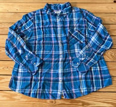 Candace Cameron Bure NWOT Women’s Linen blend Button Front Shirt Size L Blue AF - £14.08 GBP