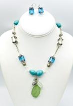 Avon Vintage Turquoise Blue Green Necklace Earrings Set - £14.24 GBP