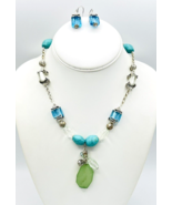 Avon Vintage Turquoise Blue Green Necklace Earrings Set - £14.03 GBP