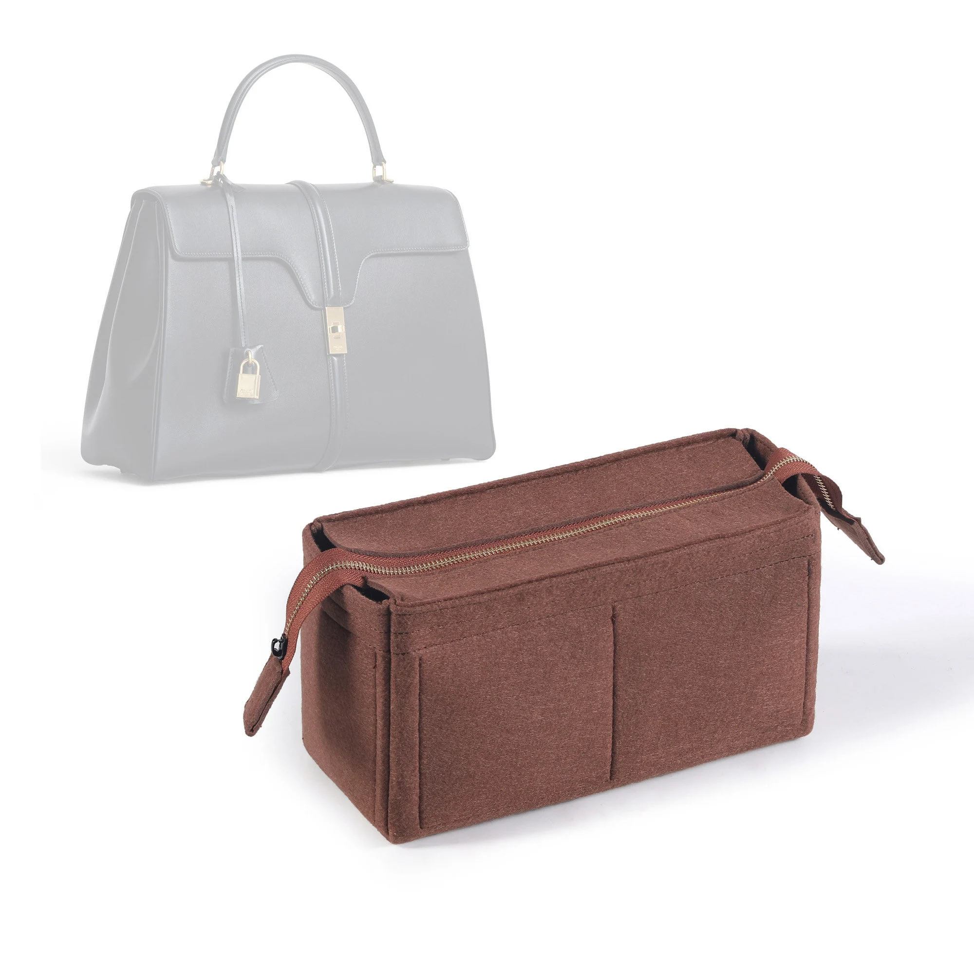 AllOrganizer for Celine16 bag Tote Purse Insert(Lid, metal zipper) Keep in Shape