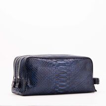 The Belluno Navy Blue Python Leather Men’s Essentials Bag image 2