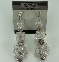 Giavan Crystal Cluster Long Drop Earrings HOL231E Silver Shade Pierced Post Gold - £162.41 GBP