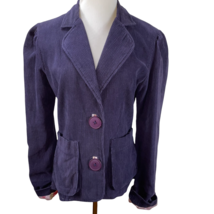 Red Button Seven LA Designer Purple Cotton Jacket Size Floral Trim Pockets Lined - £15.89 GBP