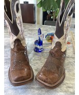 Nocona women’s brown and tan  size 8.5 B leather cowboy boots with red s... - $105.00