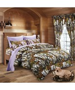 12 pc White Camo Mixed Colors Full Comforter curtains Lavender Full size... - £76.89 GBP
