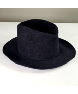 Vintage Black Wool Felt Fedora Hat One Size 14in Long - £23.63 GBP