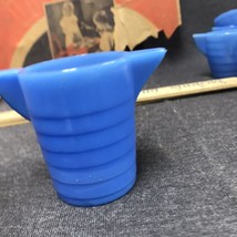 Vintage Akro Agate Blue Children’s Tea Pot Pitcher concentric ring 2 7/8... - $11.88