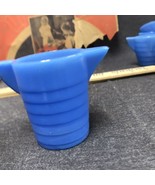 Vintage Akro Agate Blue Children’s Tea Pot Pitcher concentric ring 2 7/8... - £9.34 GBP