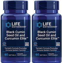 Black Cumin Seed Oil Curcumin Elite Turmeric 2 Bottles 120Sgel Life Extension - £37.52 GBP