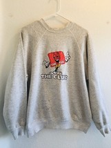 Vtg 80s THE CLUB Distressed Raglan Crewneck Sweatshirt Heather Gray Sz L... - $707.38 MXN