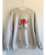 Vtg 80s THE CLUB Distressed Raglan Crewneck Sweatshirt Heather Gray Sz L... - $701.62 MXN
