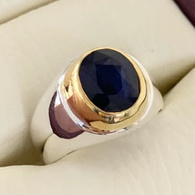 Natural Sapphire Ring Blue Sapphire Ring For Men, 925 Silver Mens Neelam Ring - £230.21 GBP