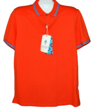 Ganesh Orange Blue Trim Men&#39;s Cotton Polo Shirt Size 2XL - $54.89
