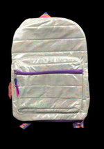New Wonder Nation Girl&#39;s Iridescent Shimmer Rainbow Quilted Backpack School Bag - £24.44 GBP