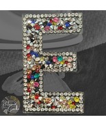 Letter E Multicolor Rhinestone Iron On Patch  - $4.00