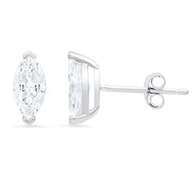 1CT Lab-Created Diamant Marquise Solitaire Ohrstecker 14k Vergoldet Silber - £69.36 GBP