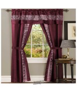 Fairfield 5-Piece Window Set 2 Panel Drape Burgundy 55X84&quot; 15&quot; Valance 2... - $32.53 CAD