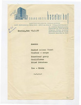 Grand Hotel Baselhof Amexco Menu Koln Germany 1958 - $17.82