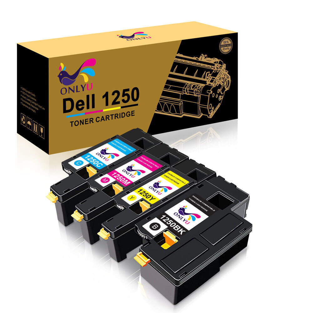 4 Toner Cartridges Set 1250 C1765Nf C1760Nw For Dell Laser 1250C 1350Cnw 1355Cnw - $38.99