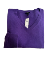 TALBOTS V NECK LONG SLEEVE PURE CASHMERE SWEATER PETITE LARGE PURPLE NEW - $59.35